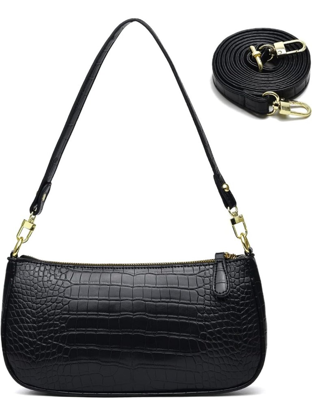 👜Women's Black Crocodile Tote Bag Small Crossbody Retro Shoulder Classic Purse